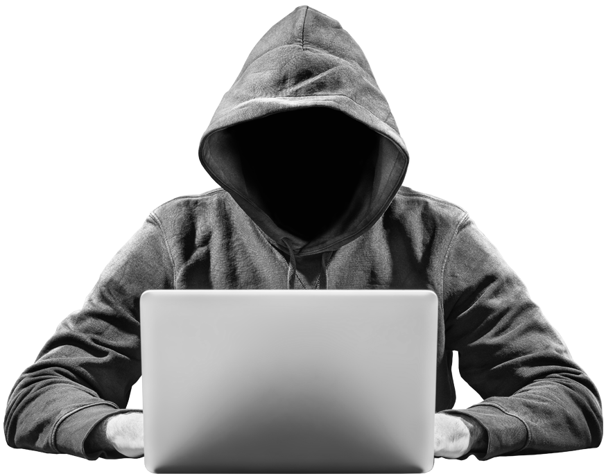 Hacker on computer hacking away