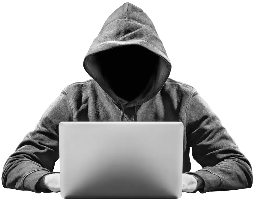 Hacker on computer hacking away