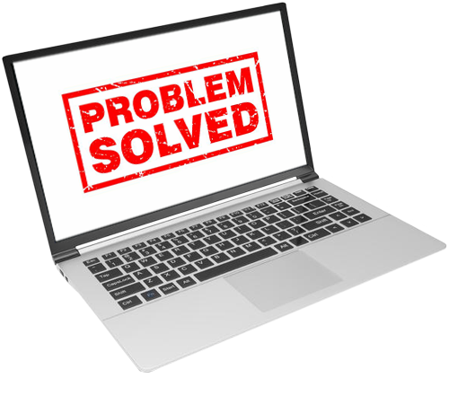 Laptop showing problem solved