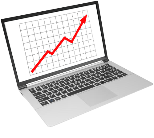 Rising sales graph on laptop